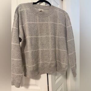 Club Monaco Light Gray Checkered cashmere and silk Sweater